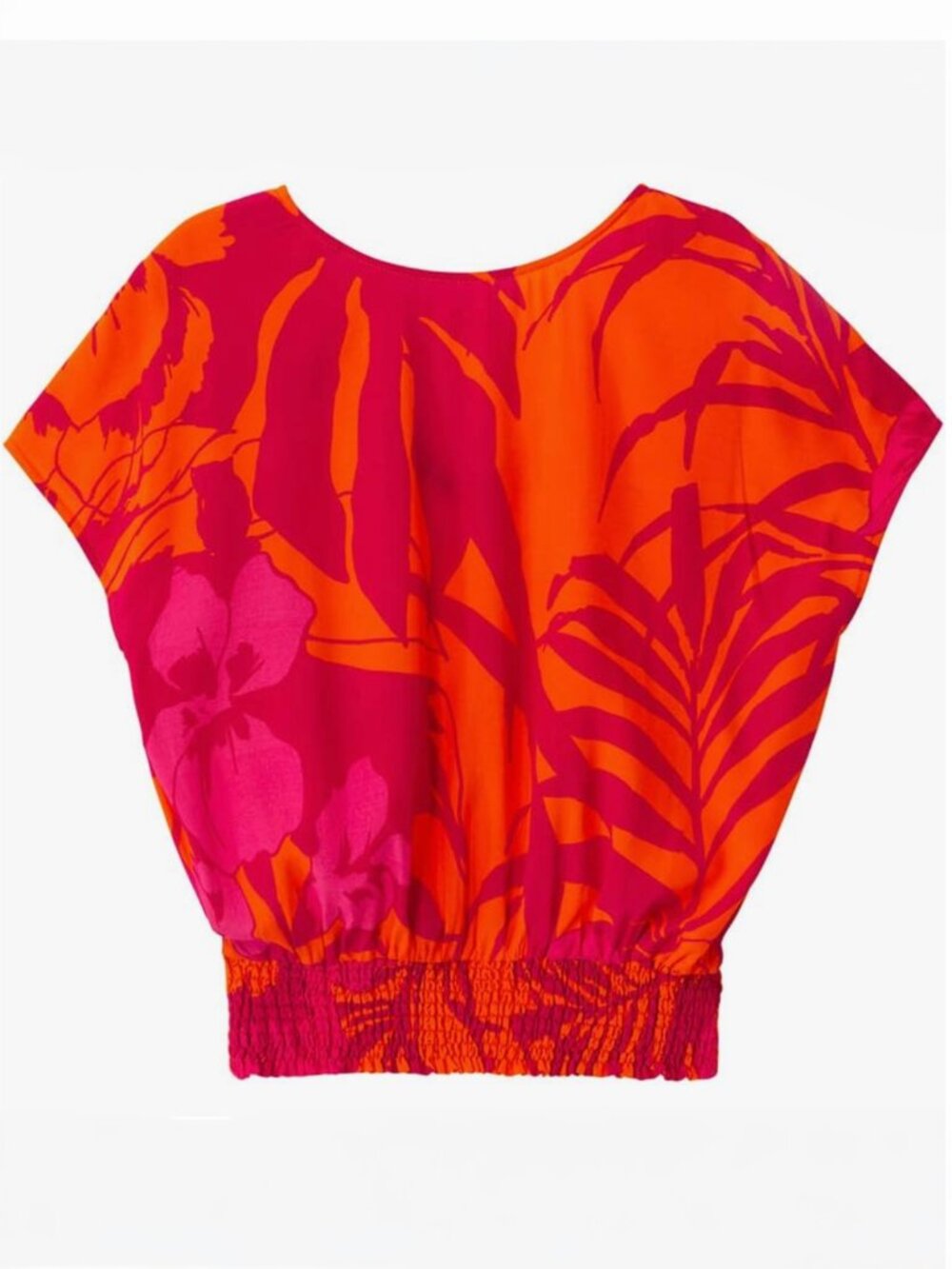 NWT Desigual Fushia + Orange Tropical Two-way Blouse